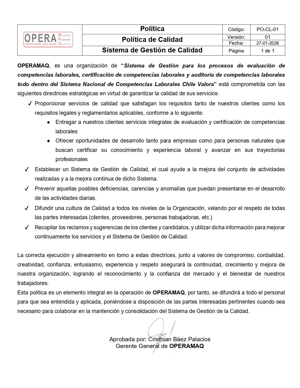 Política de Calidad